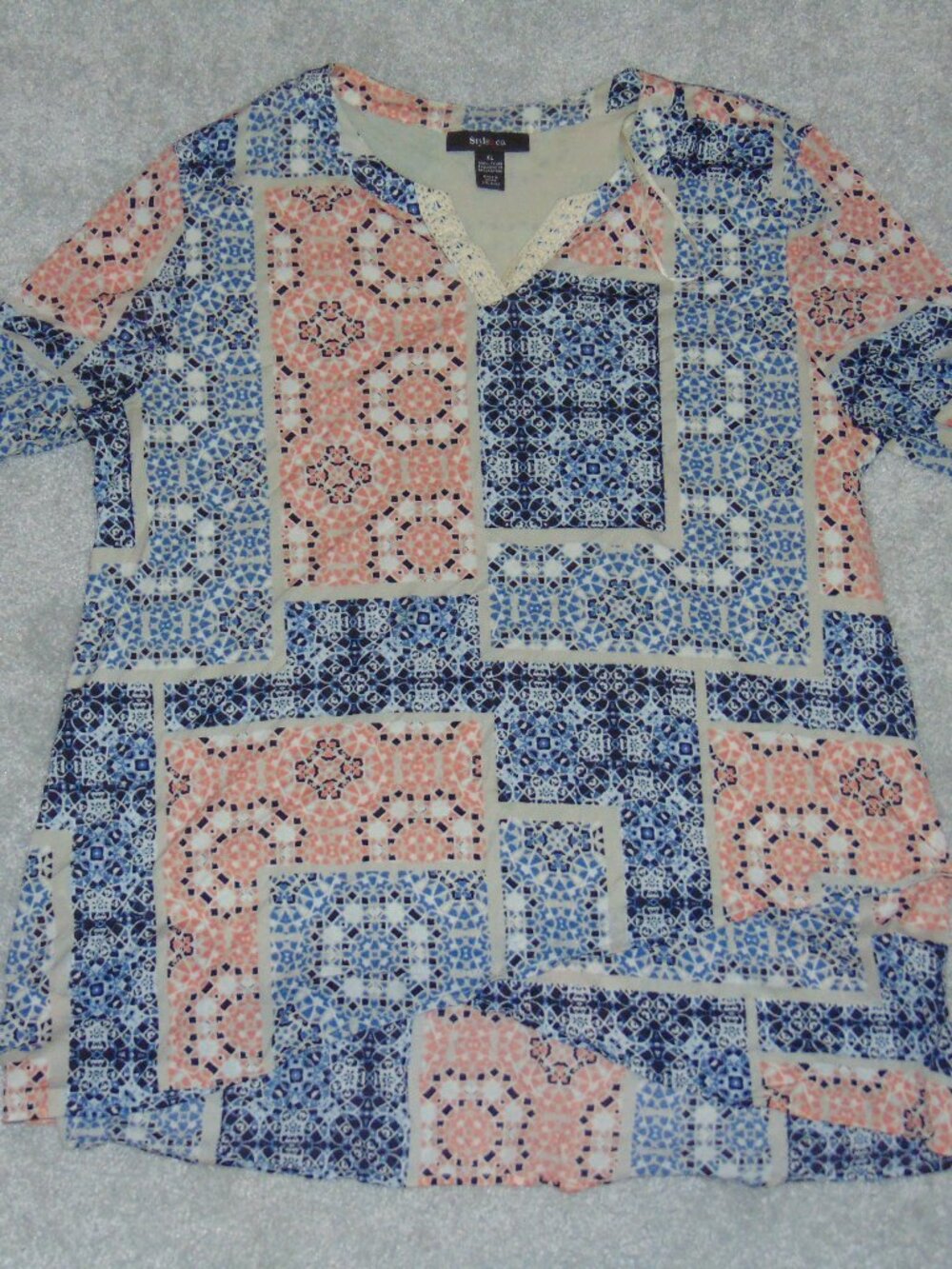 Style & Co Blouse Top Women 3/4 Sleeve Mulicolor Size XL